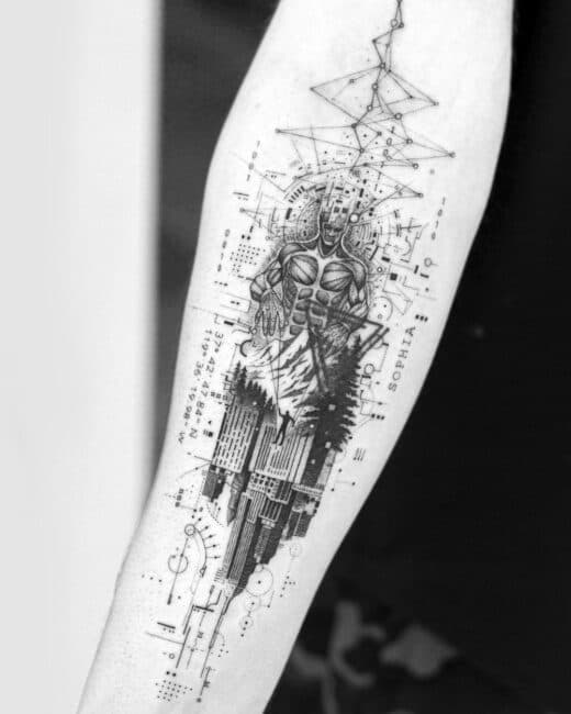 Geometric Fine Line Tattoo brisbane fine line tattoo artists