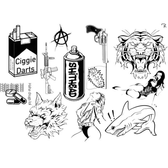 Patchwork Flash Tattoo Design Sheets