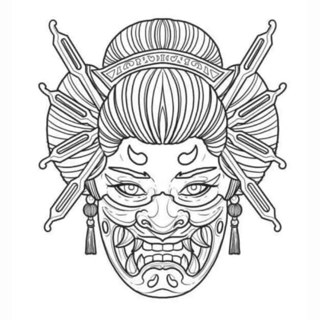 Japanese Flash Tattoo Hannya Mask