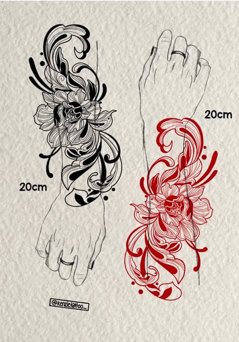 Flower Flash Tattoo Design Sheets - Design 1