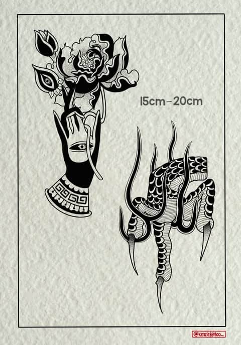 Blackwork Flash Tattoo Design Sheets - Design 4