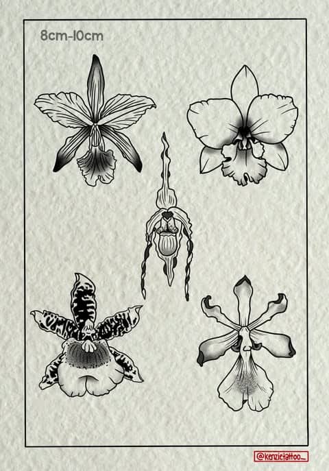 Flower Flash Tattoo Design Sheets - Design 3