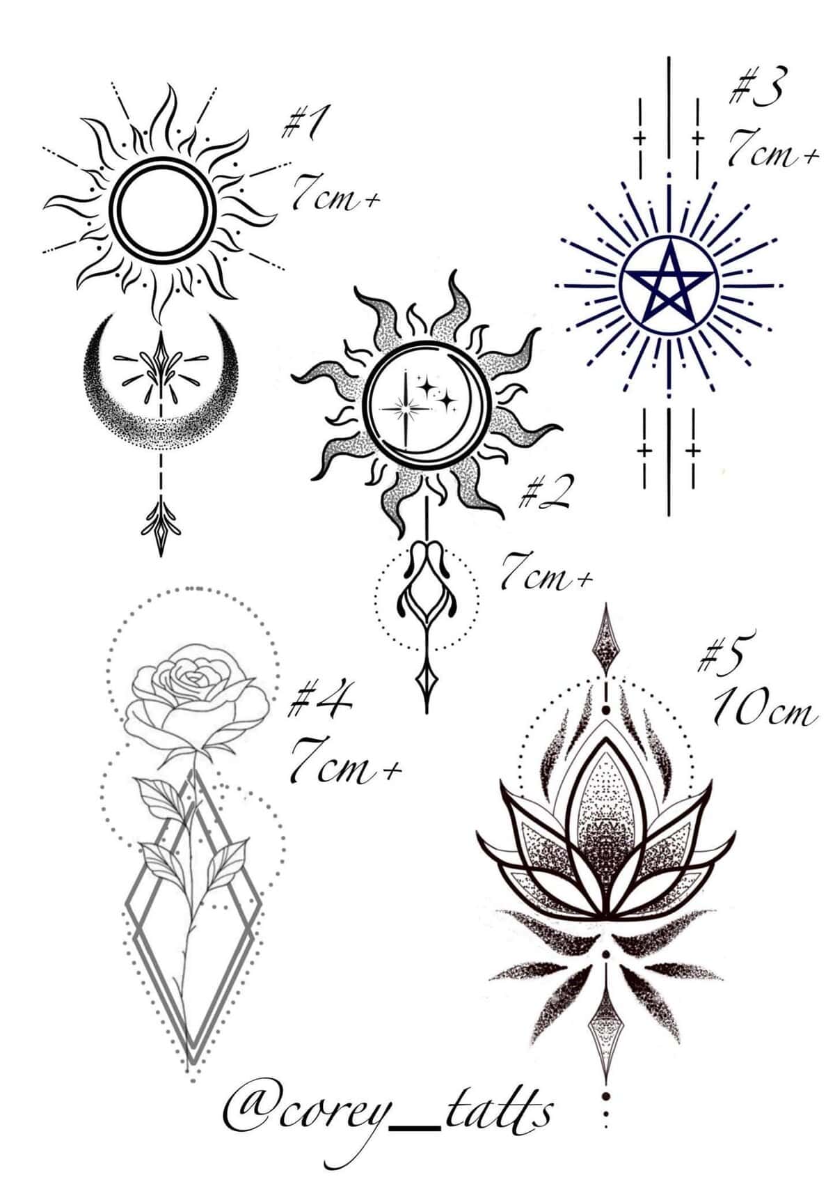 Linework Flash Tattoo Design Sheets - Design 20