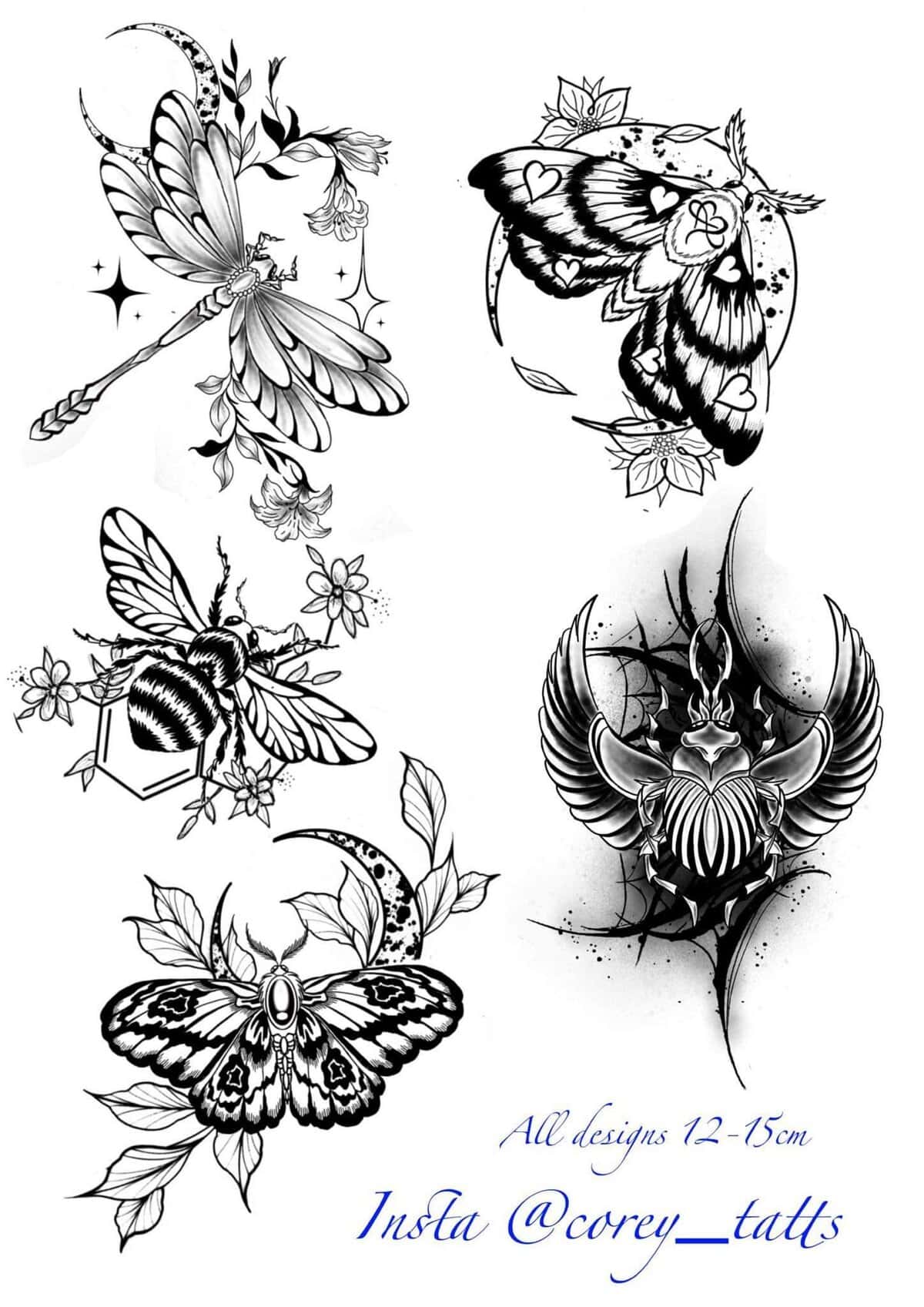 Linework Flash Tattoo Design Sheets - Design 12