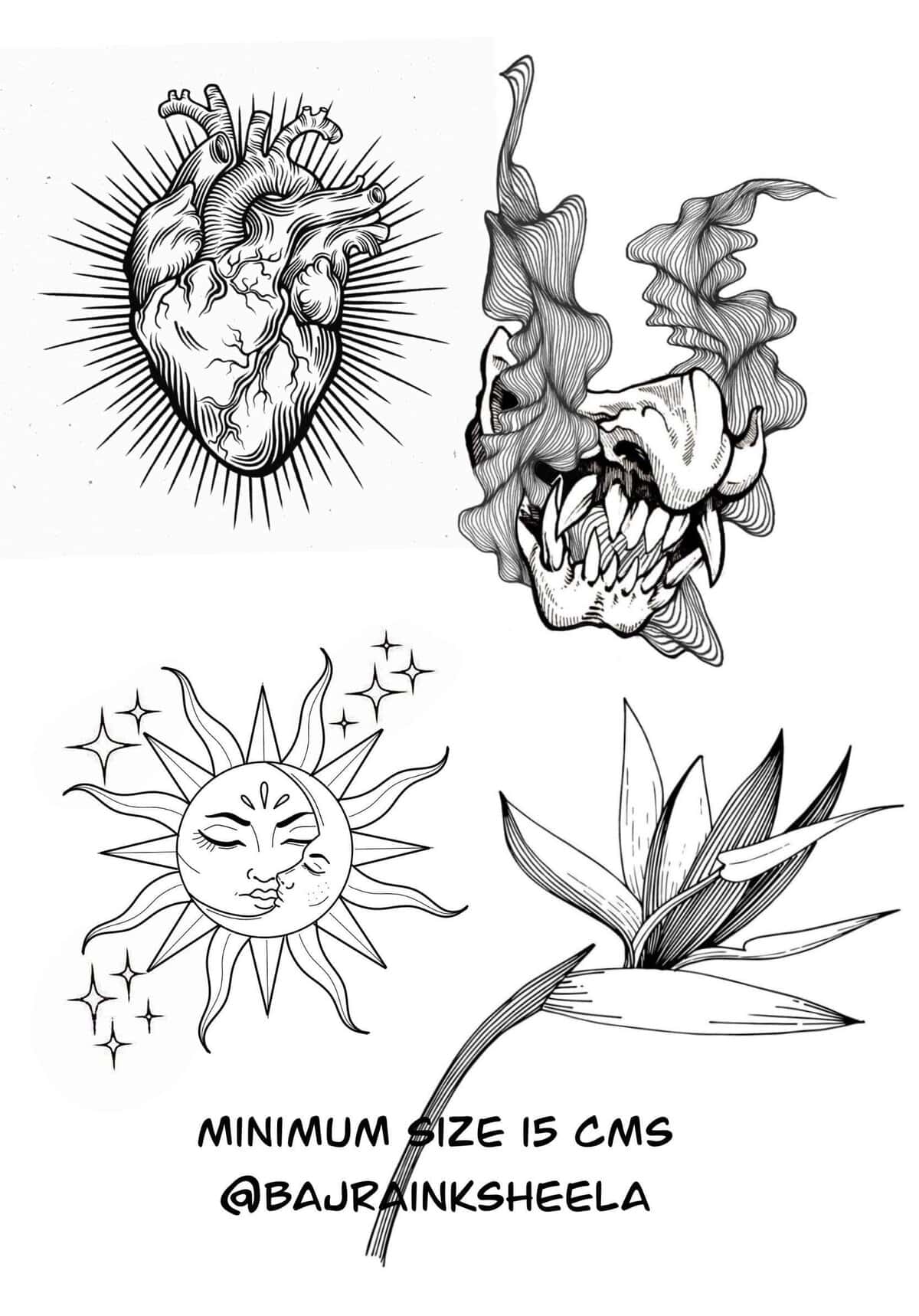 Linework Flash Tattoo Design Sheets - Design 10