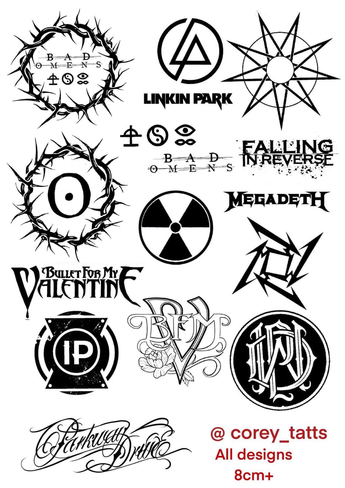 Linework Flash Tattoo Design Sheets - Design 19