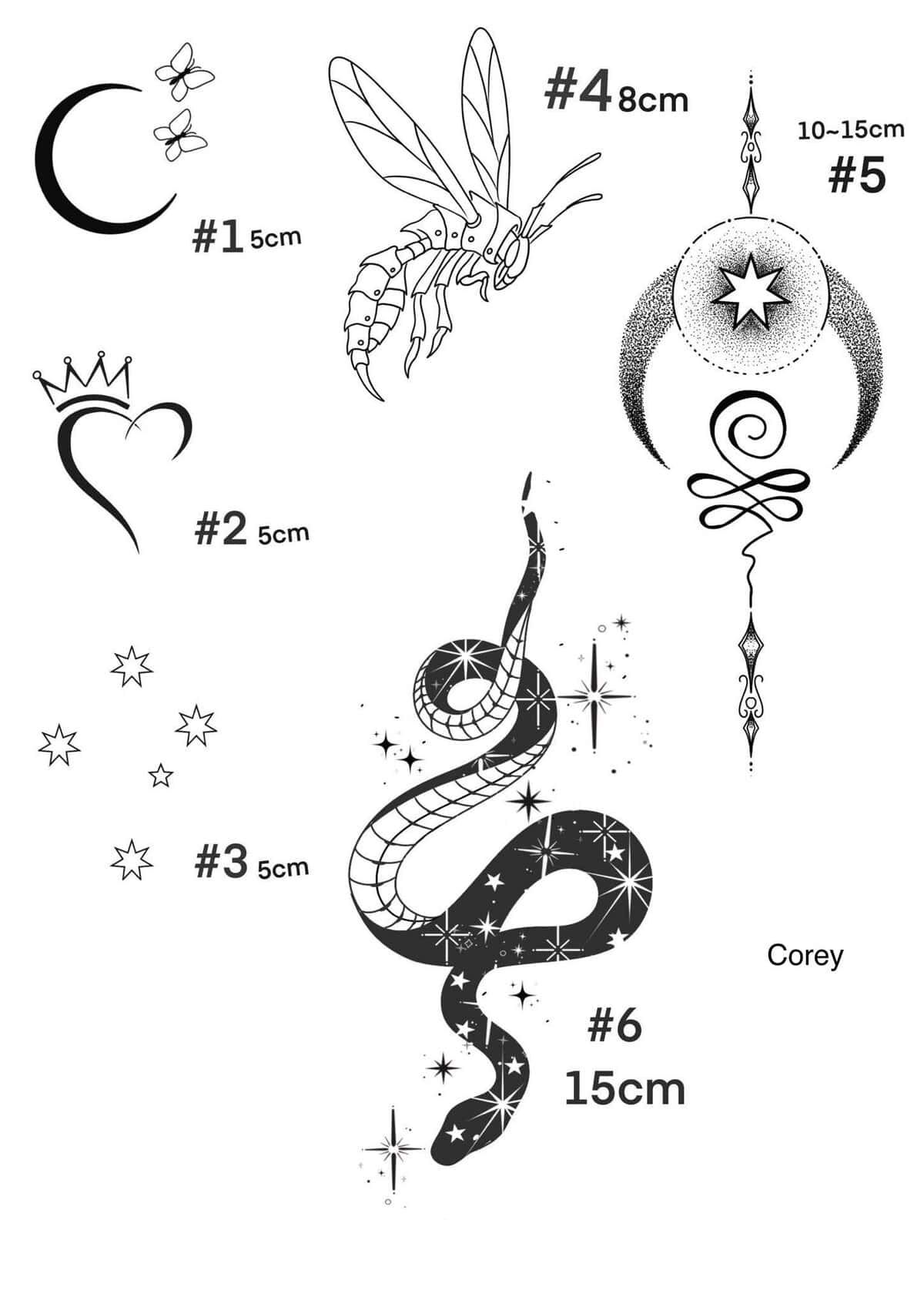 Linework Flash Tattoo Design Sheets - Design 23