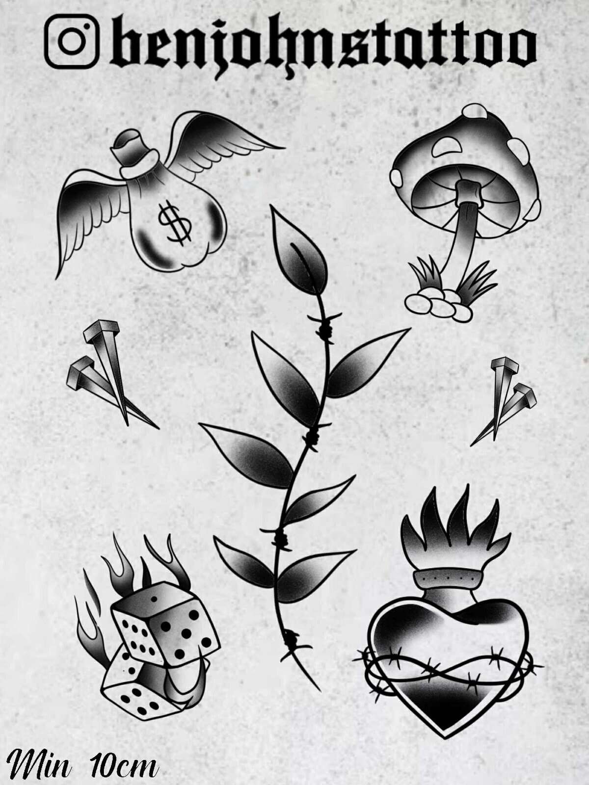 Traditional Flash Tattoo Design Sheets - Design 19