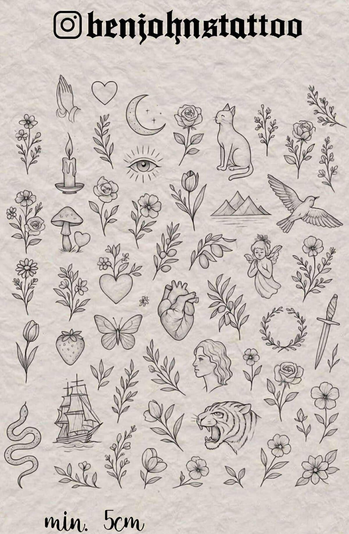 Linework Flash Tattoo Design Sheets - Design 24