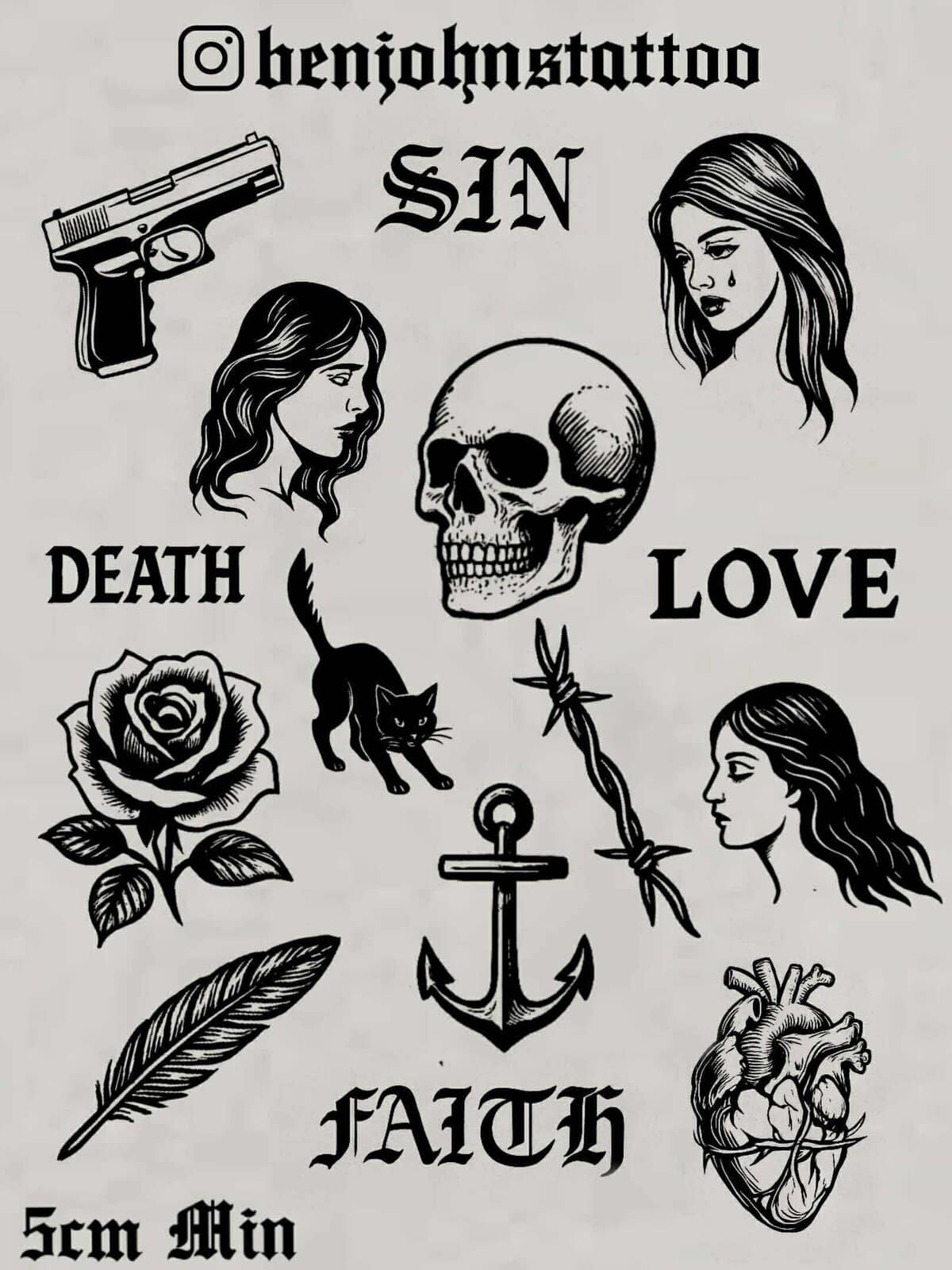 Linework Flash Tattoo Design Sheets - Design 26