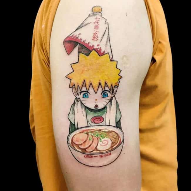 Piolo Erwin Tattoo Artist Anime Cartoon Colour Boy Ramen Noodles Tattoo