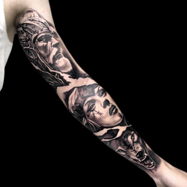 Rafael Tattoo Artist Realism Avengers Thor Woman Man Arm Sleeve Tattoo