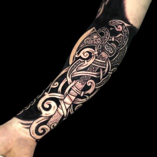 Thor Tattoo Artist Norse Mythology Celtic Symbol Axe Forearm Tattoo