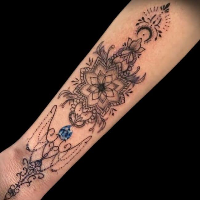 Ornamental Fine Line Tattoo