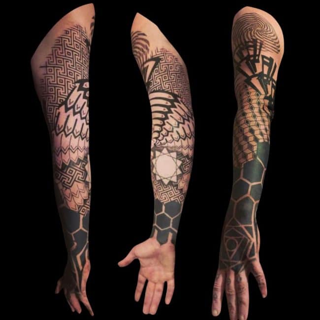 Marto Tattoo Artist Blackwork Geometric Arm Sleeve Hand Tattoo