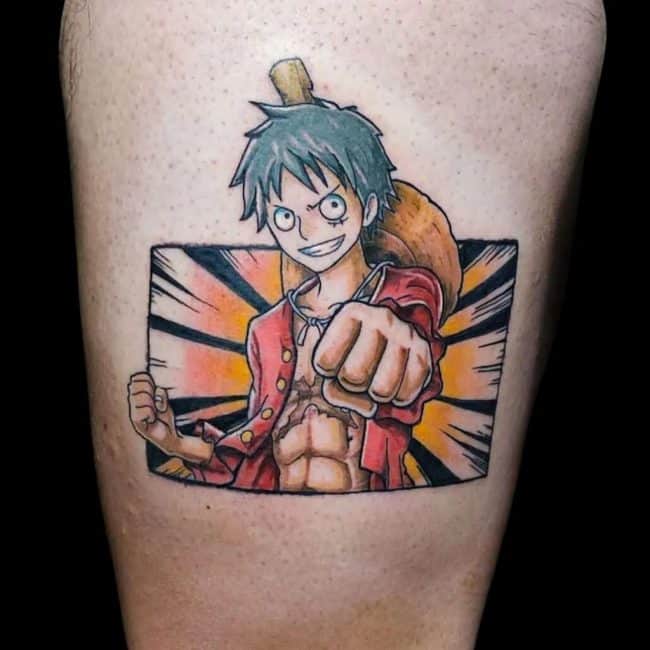 Piolo Erwin Tattoo Artist Anime Colour One Piece Luffy Leg Tattoo