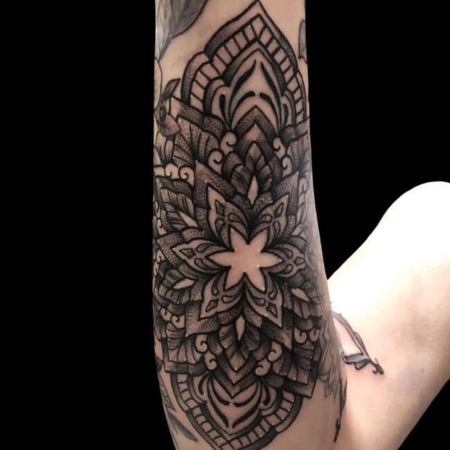 Sheela Tattoo Artist Mandala Geometric Floral Forearm Tattoo
