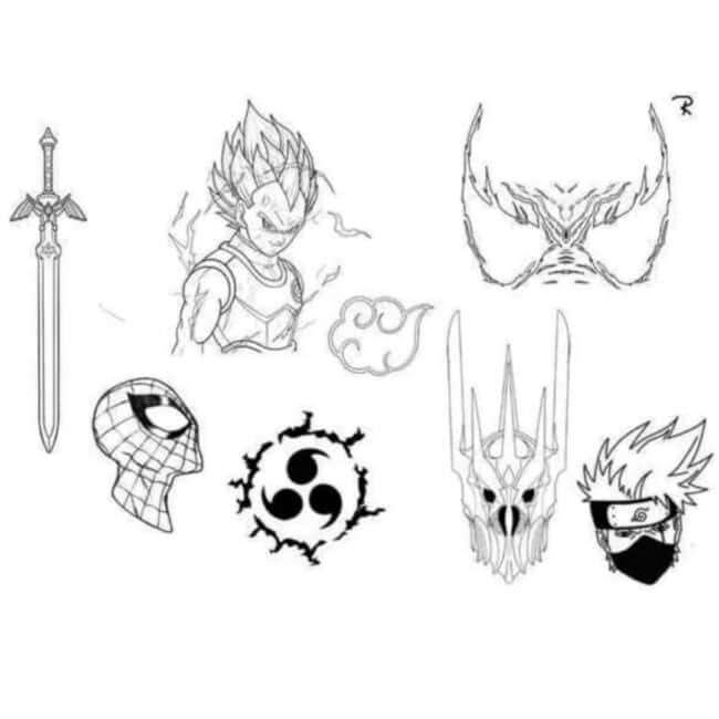 Anime Flash Tattoo Design Sheets
