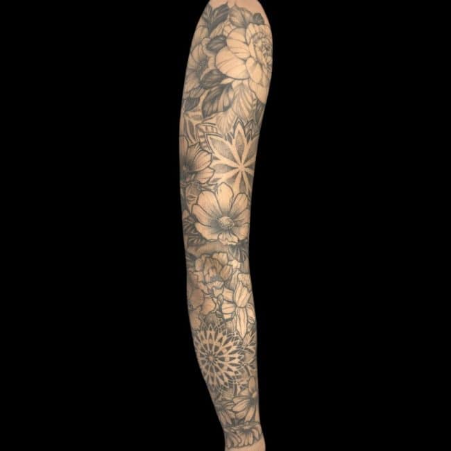 Italo Tattoo Artist Traditional Flower Sleeve Floral Tattoo