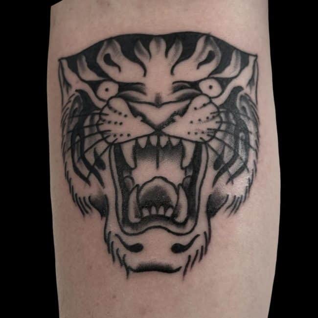 Michael Tattoo Artist Traditional Tiger Forearm Tattoo